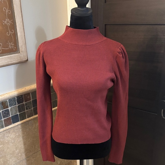 Lulus Sweaters - Lulu's Ribbed Mock Neck Sweater in Rosewood